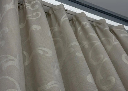 Elegant Champagne Beige Jacquard Curtains with Lurex – Allure Collection – Set of 2 – 65% Light Blocking