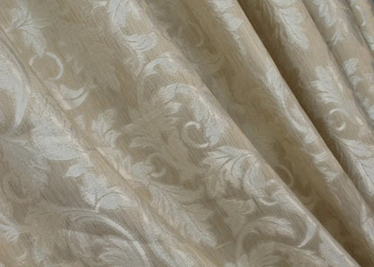 Elegant Beige Jacquard Curtains – Set of 2 – 75% Light Blocking