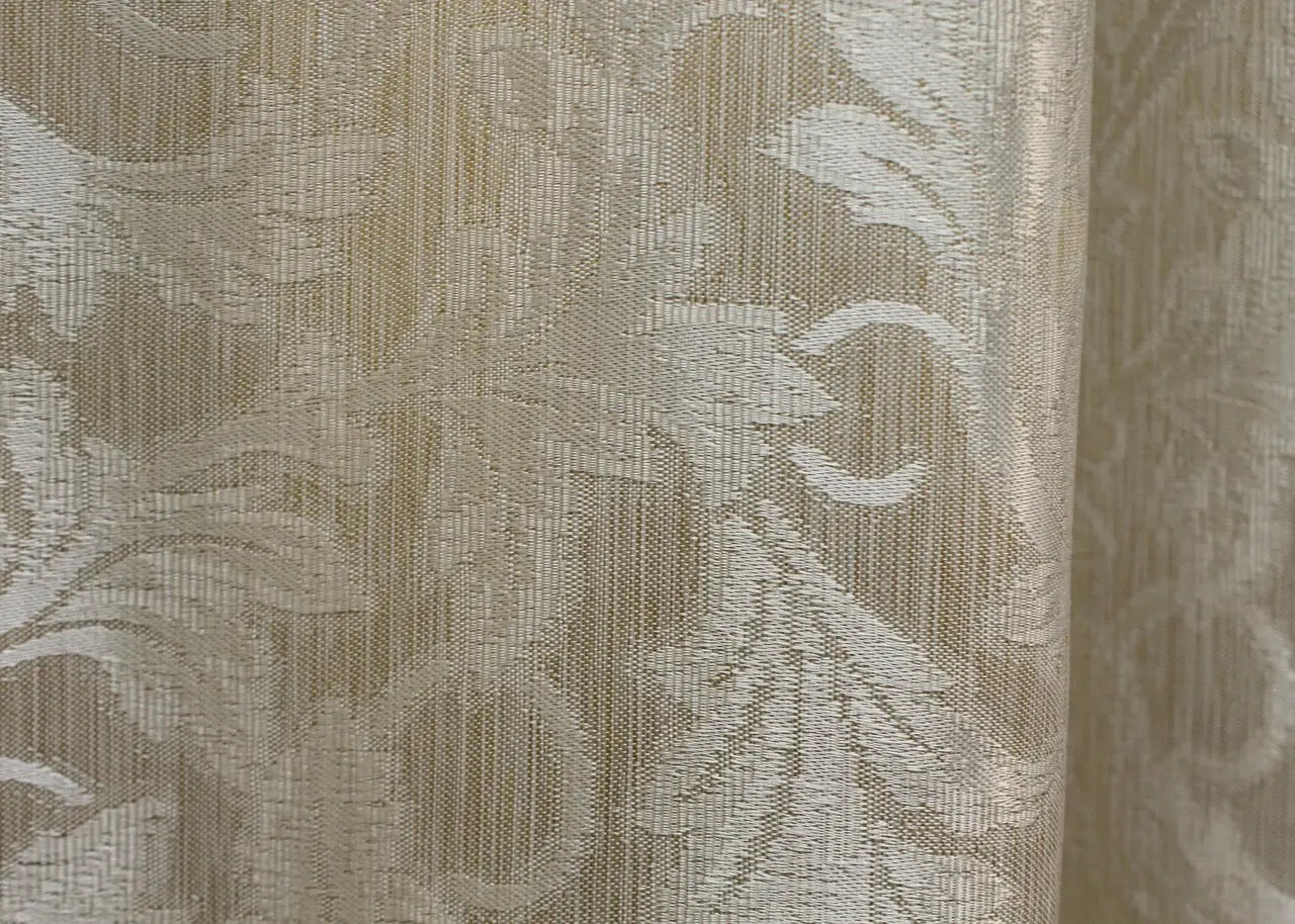 Elegant Beige Jacquard Curtains – Set of 2 – 75% Light Blocking