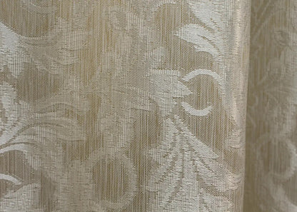 Elegant Beige Jacquard Curtains – Set of 2 – 75% Light Blocking