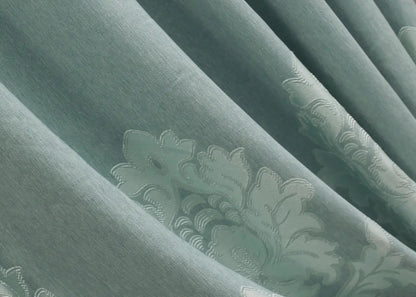 Elegant Turquoise Jacquard Curtains – Set of 2 – 75% Light Blocking