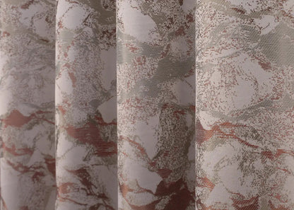 Elegant Beige & Terracotta Jacquard Curtains – Marble  Collection – Set of 2 – 70% Light Blocking