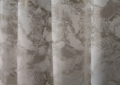 Elegant Light Gray & Mocha Jacquard Curtains – Marble Collection – Set of 2 – 70% Light Blocking