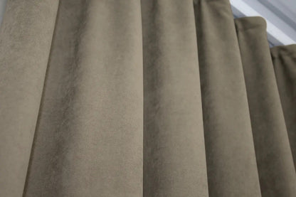 Elegant Dark Beige Microvelvet Curtains – Set of 2 – 70% Light Blocking