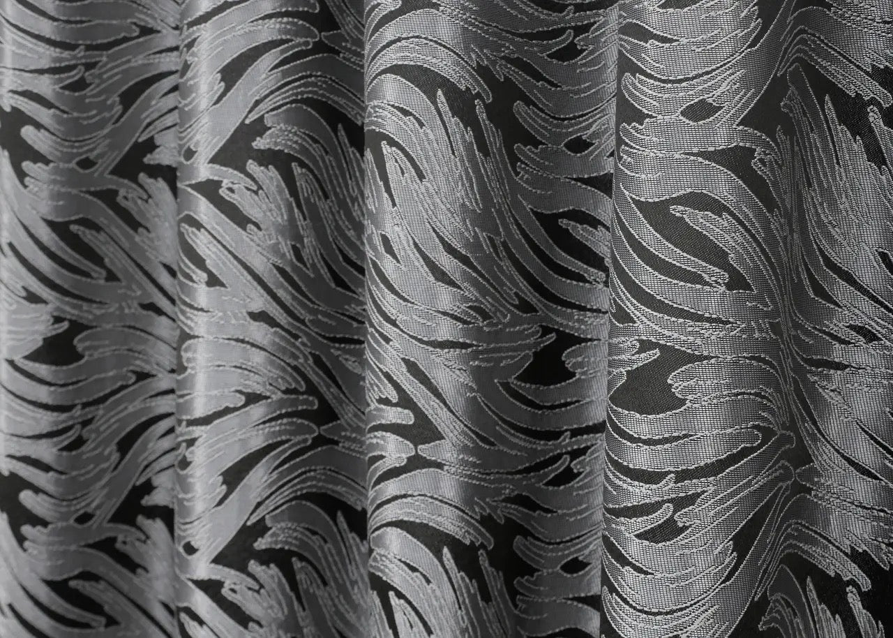 Elegant Black with Grey Jacquard Curtains – Magic Collection – Set of 2 – 65% Light Blocking