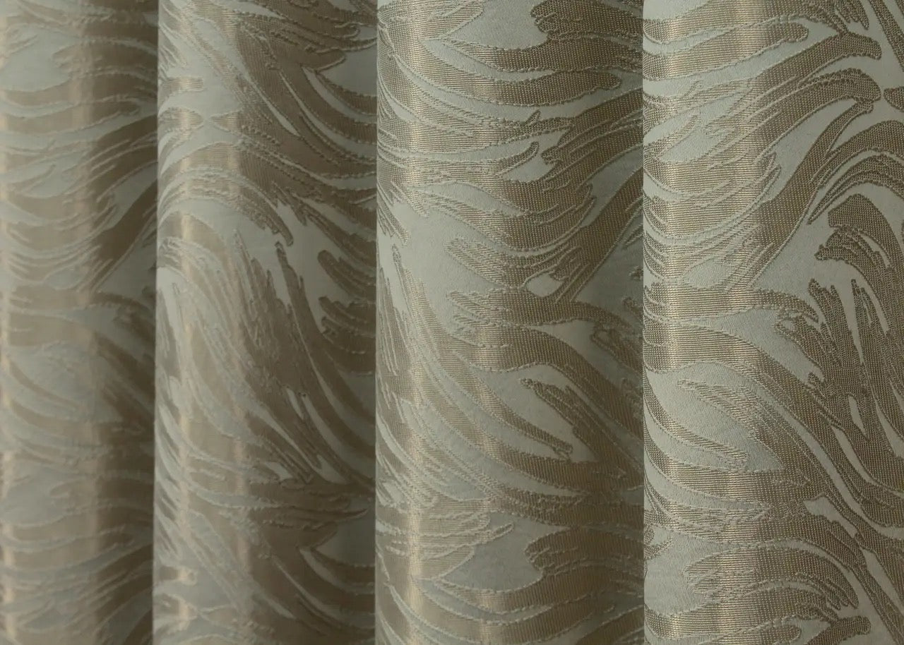 Elegant Beige with Gold Jacquard Curtains – Magic Collection – Set of 2 – 65% Light Blocking