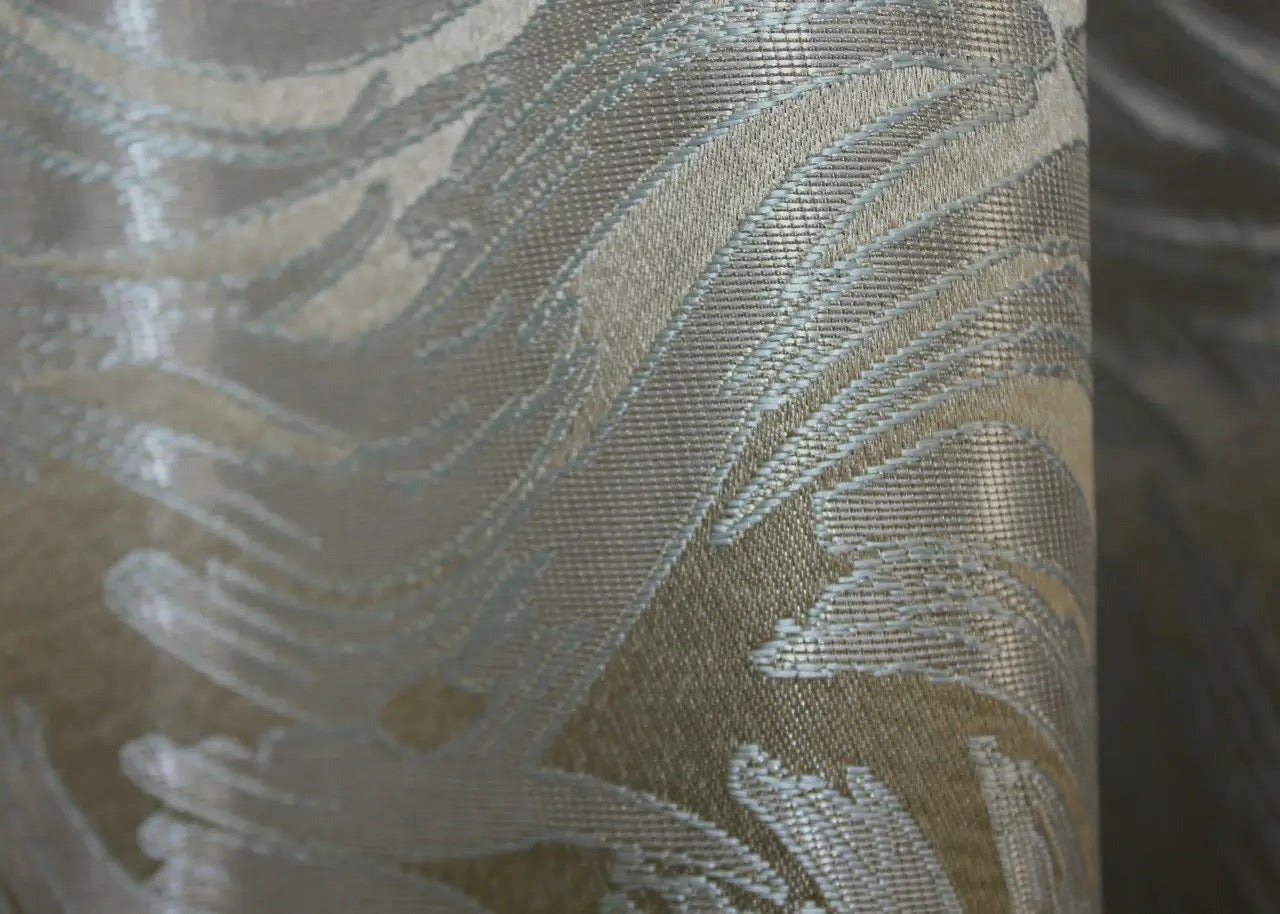 Elegant Sand with Grey Jacquard Curtains – Magic Collection – Set of 2 – 65% Light Blocking