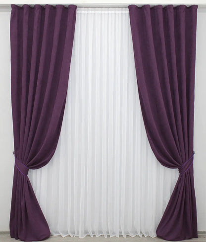 Elegant Deep Plum Microvelvet Curtains – Set of 2 – 70% Light Blocking