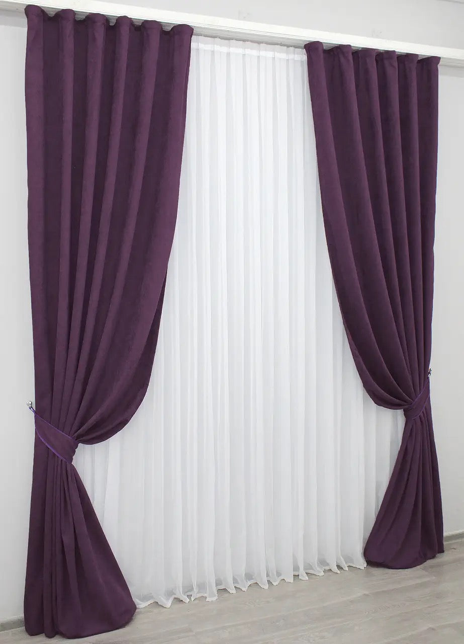 Elegant Deep Plum Microvelvet Curtains – Set of 2 – 70% Light Blocking