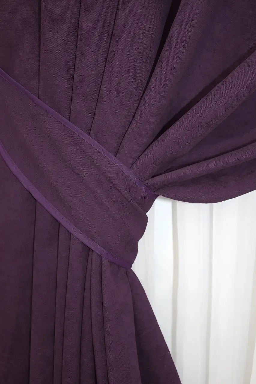 Elegant Deep Plum Microvelvet Curtains – Set of 2 – 70% Light Blocking