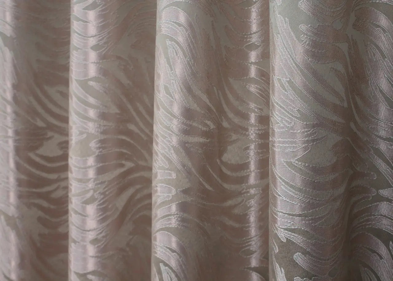 Elegant Powder Pink Jacquard Curtains – Magic Collection – Set of 2 – 65% Light Blocking