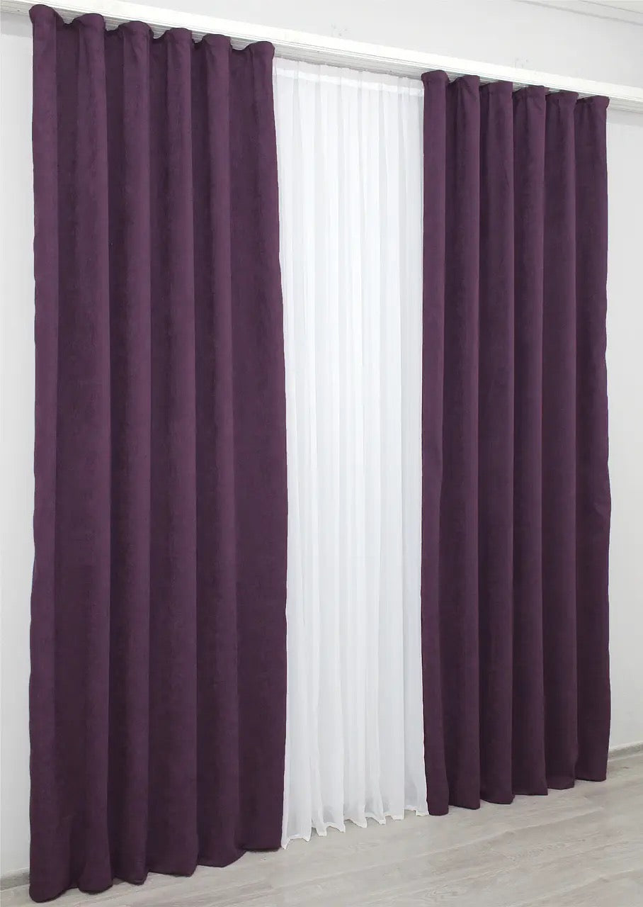 Elegant Deep Plum Microvelvet Curtains – Set of 2 – 70% Light Blocking