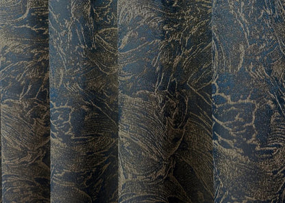 Elegant Blue with Gold Jacquard Curtains – Fantasy Collection – Set of 2 – 65% Light Blocking