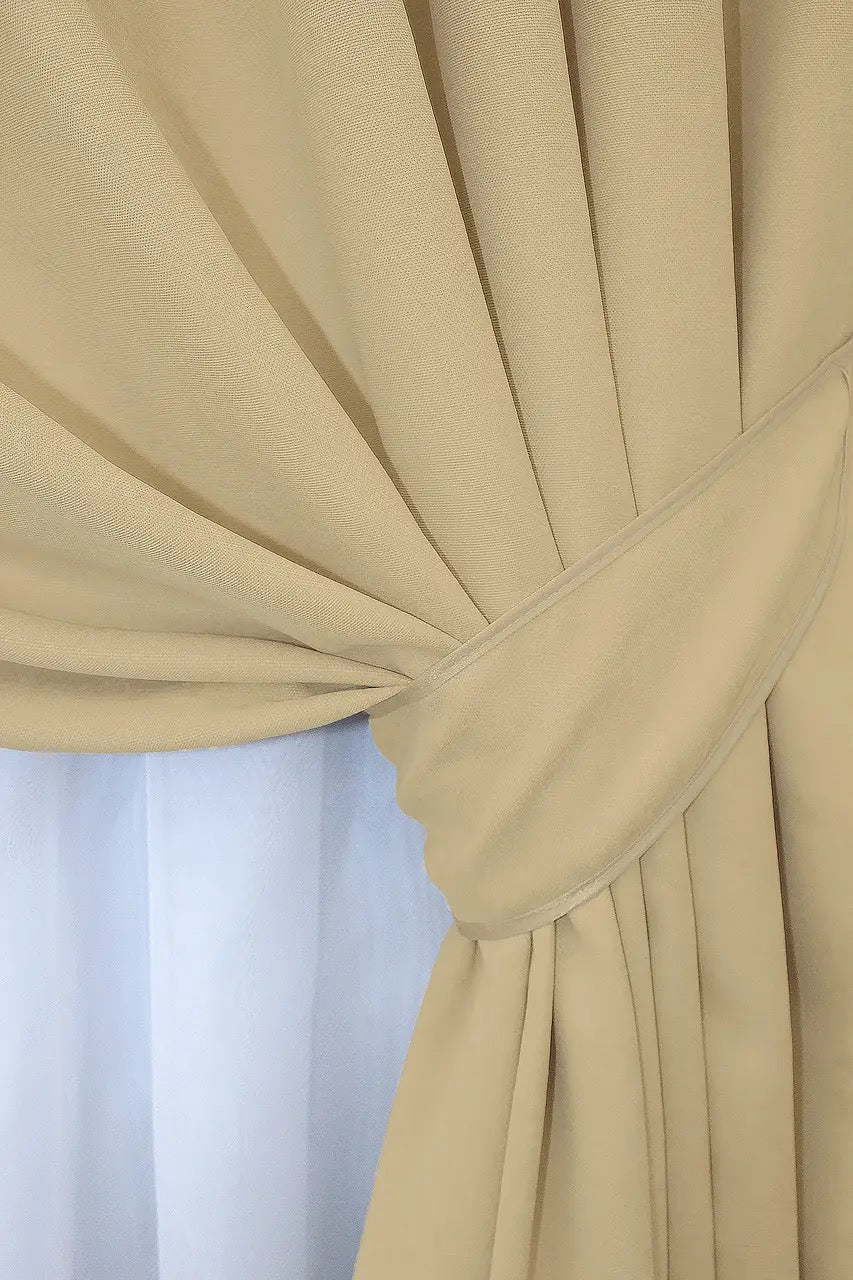 Elegant Beige Microvelvet Curtains – Set of 2 Panels – 70% Light Blocking