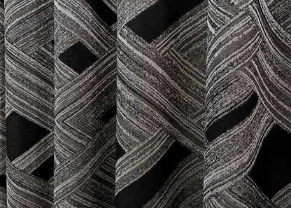 Elegant Grey with Black Geometric Jacquard Curtains – Mystery Collection – Set of 2 – 65% Light Blocking