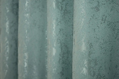 Linen Curtains with Marble Pattern – Turquoise – Set of 2 Panels