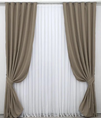 Elegant Cocoa Blackout Curtains – Fusion Dimout Collection – Set of 2 – 95% Light Blocking