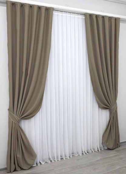 Elegant Cocoa Blackout Curtains – Fusion Dimout Collection – Set of 2 – 95% Light Blocking