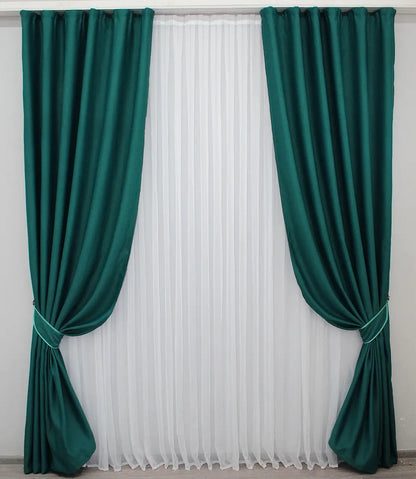 Elegant Emerald Blackout Curtains – Fusion Dimout Collection – Set of 2 – 95% Light Blocking