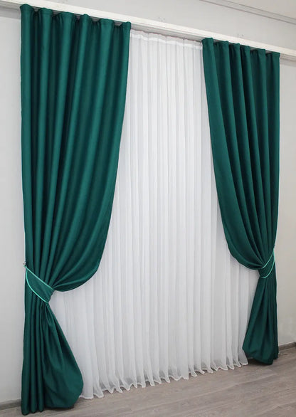 Elegant Emerald Blackout Curtains – Fusion Dimout Collection – Set of 2 – 95% Light Blocking