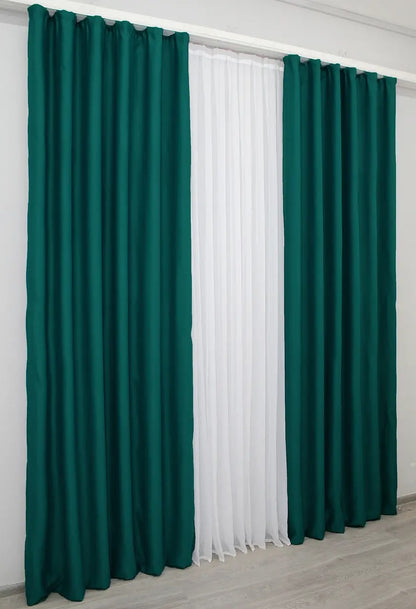 Elegant Emerald Blackout Curtains – Fusion Dimout Collection – Set of 2 – 95% Light Blocking