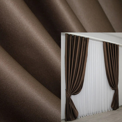 Elegant Brown Blackout Curtains – Fusion Dimout Collection – Set of 2 – 95% Light Blocking