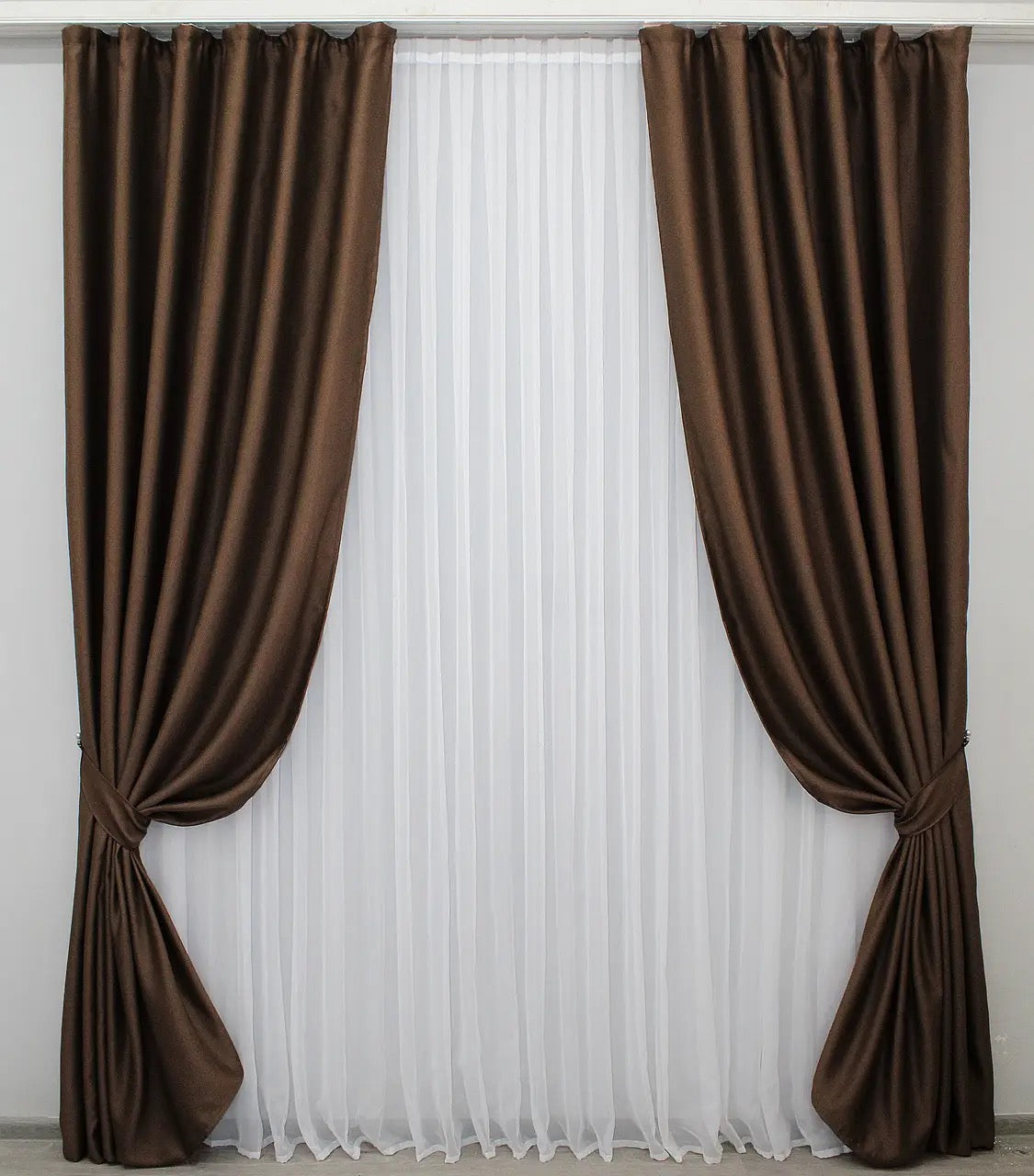 Elegant Brown Blackout Curtains – Fusion Dimout Collection – Set of 2 – 95% Light Blocking