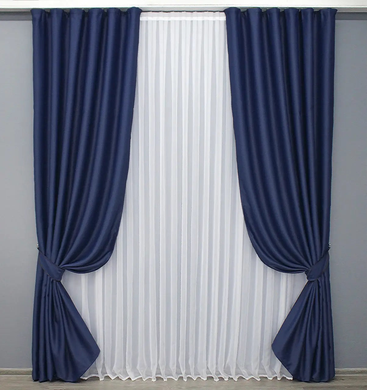 Elegant Blue Blackout Curtains – Fusion Dimout Collection – Set of 2 – 95% Light Blocking