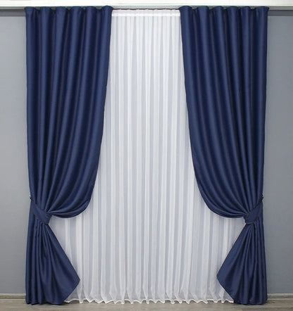 Elegant Blue Blackout Curtains – Fusion Dimout Collection – Set of 2 – 95% Light Blocking