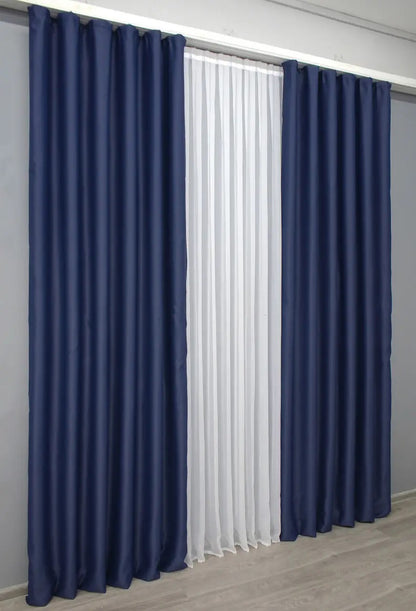 Elegant Blue Blackout Curtains – Fusion Dimout Collection – Set of 2 – 95% Light Blocking