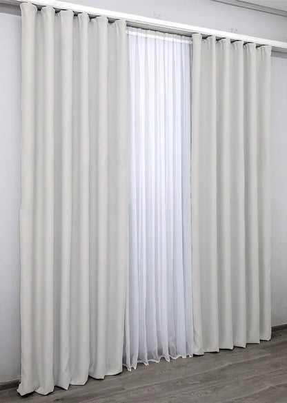 Elegant Light Gray Blackout Curtains – Fusion Dimout Collection – Set of 2 – 95% Light Blocking