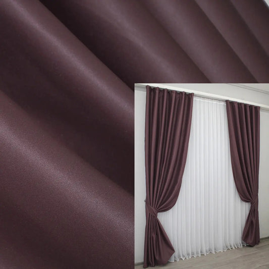 Elegant Dark Marsala Blackout Curtains – Fusion Dimout Collection – Set of 2 – 95% Light Blocking