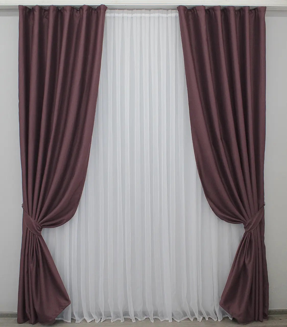 Elegant Dark Marsala Blackout Curtains – Fusion Dimout Collection – Set of 2 – 95% Light Blocking