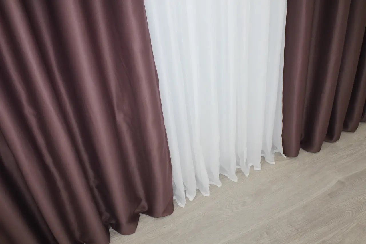 Elegant Dark Marsala Blackout Curtains – Fusion Dimout Collection – Set of 2 – 95% Light Blocking