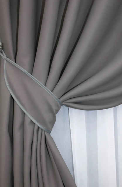 Elegant Light Gray Blackout Curtains – Fusion Dimout Collection – Set of 2 – 95% Light Blocking