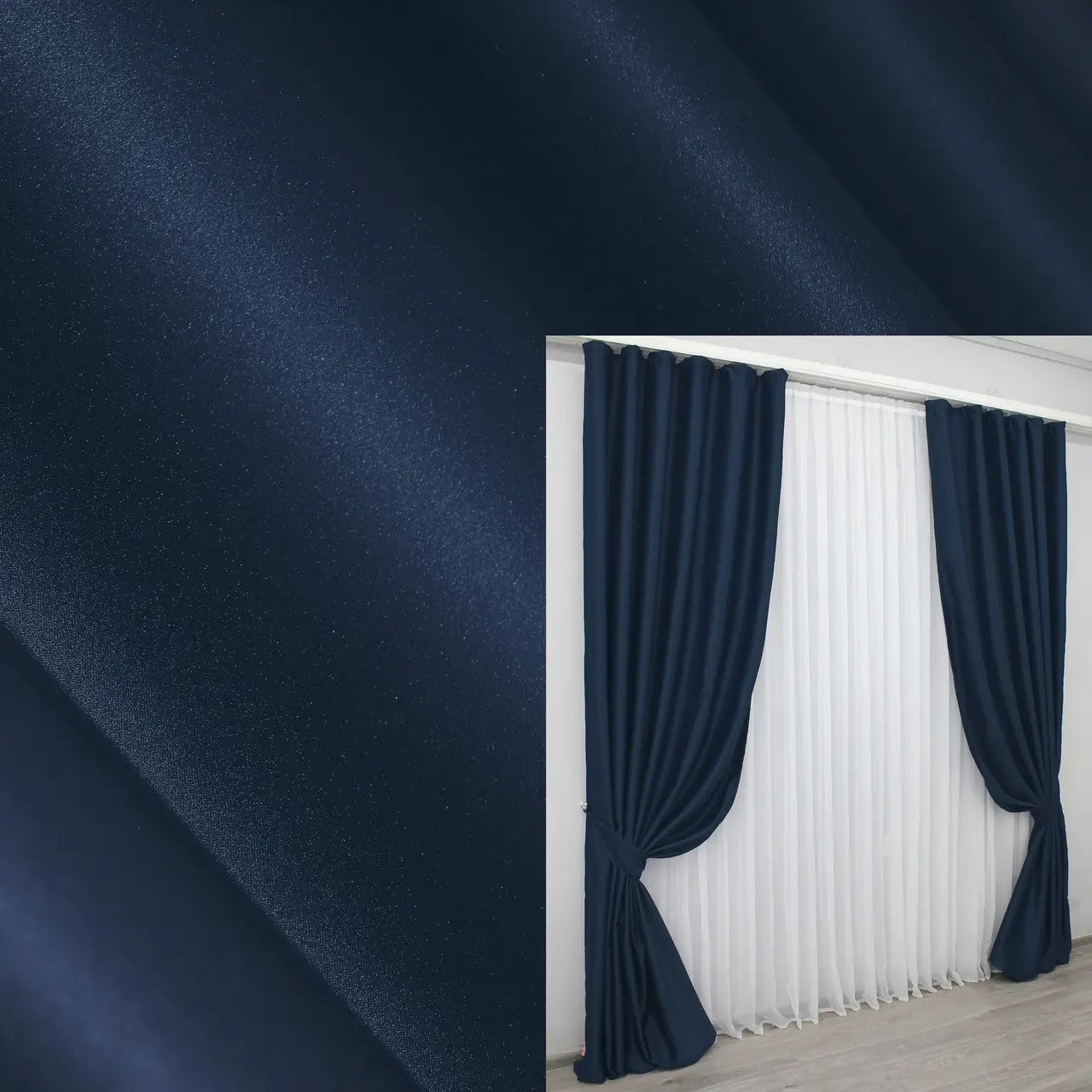 Elegant Dark Blue Blackout Curtains – Midnight Collection – Set of 2 – 95% Light Blocking