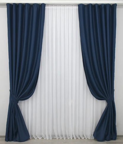 Elegant Dark Blue Blackout Curtains – Midnight Collection – Set of 2 – 95% Light Blocking