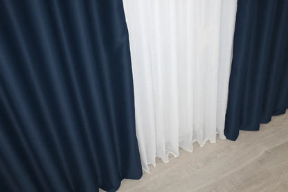 Elegant Dark Blue Blackout Curtains – Midnight Collection – Set of 2 – 95% Light Blocking