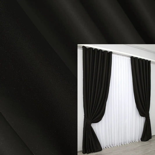 Elegant Black Blackout Curtains – Midnight Collection – Set of 2 – 95% Light Blocking