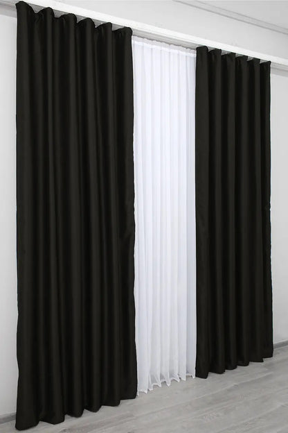 Elegant Black Blackout Curtains – Midnight Collection – Set of 2 – 95% Light Blocking