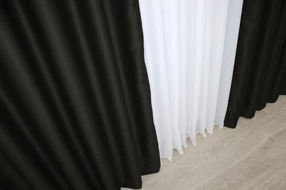 Elegant Black Blackout Curtains – Midnight Collection – Set of 2 – 95% Light Blocking