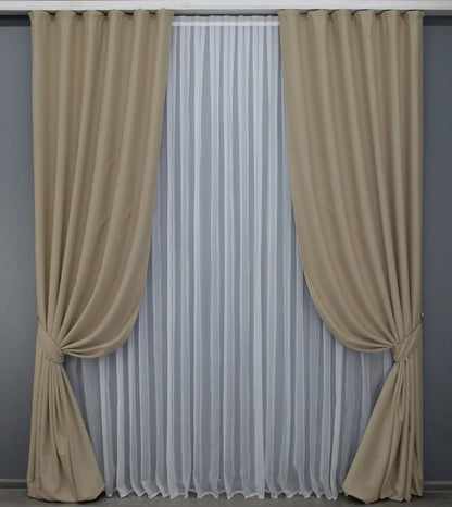 Elegant Dark Beige Blackout Curtains – Midnight Collection – Set of 2 – 95% Light Blocking