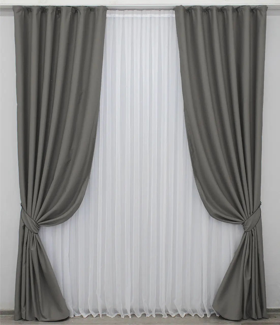 Elegant Gray Blackout Curtains – Midnight Collection – Set of 2 – 95% Light Blocking