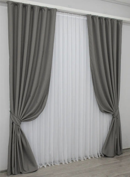 Elegant Gray Blackout Curtains – Midnight Collection – Set of 2 – 95% Light Blocking