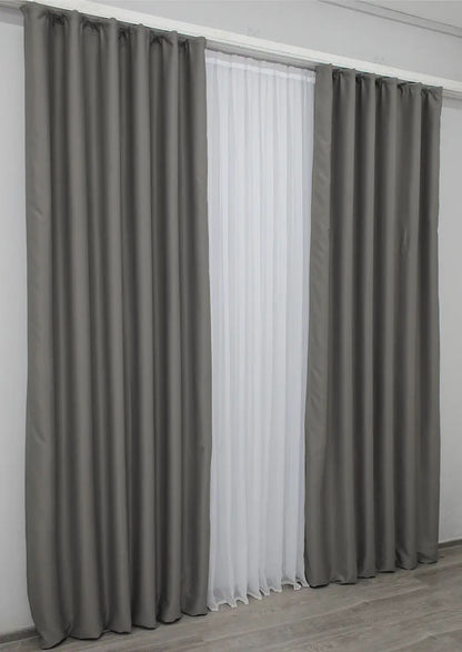 Elegant Gray Blackout Curtains – Midnight Collection – Set of 2 – 95% Light Blocking