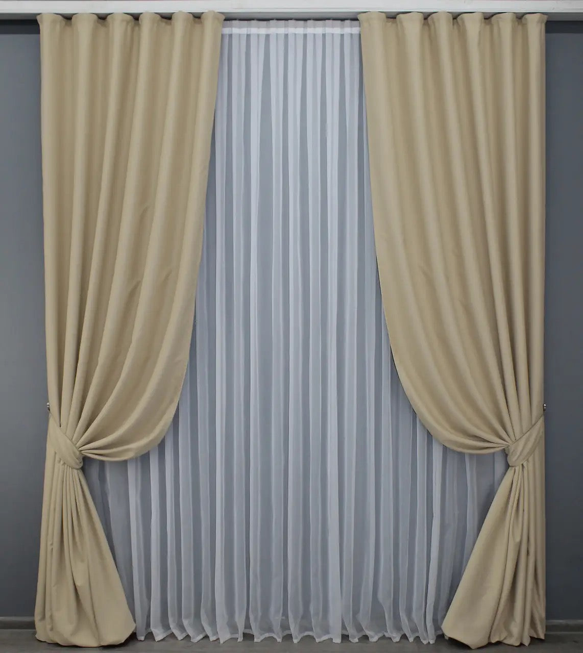 Elegant Cream Blackout Curtains – Midnight Collection – Set of 2 – 95% Light Blocking