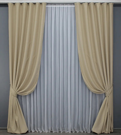 Elegant Cream Blackout Curtains – Midnight Collection – Set of 2 – 95% Light Blocking