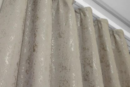 Elegant Linen Curtains with Marble Pattern – Grey-Beige – Set of 2 Panels