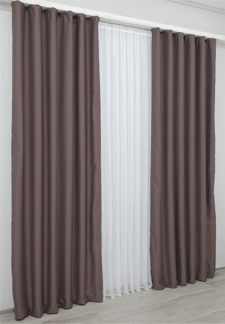 Elegant Mocha Brown Blackout Curtains – Midnight Collection – Set of 2 – 95% Light Blocking