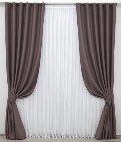 Elegant Mocha Brown Blackout Curtains – Midnight Collection – Set of 2 – 95% Light Blocking